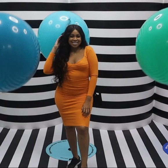 Long Sleeve Orange Dress - Picture 2 of 2